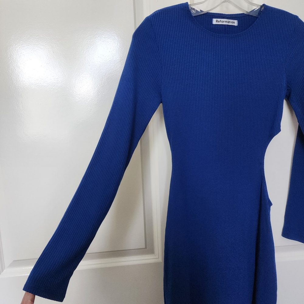 Reformation Kensy Long Sleeve Minidress In Royal - Picture 9 of 10